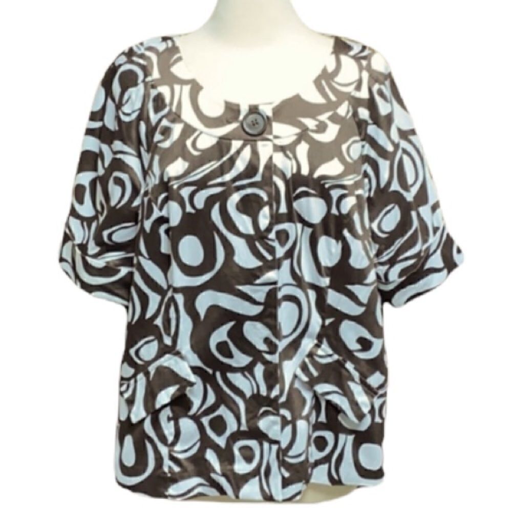 Lane Bryant Brown White S/S Swing Summer Jacket